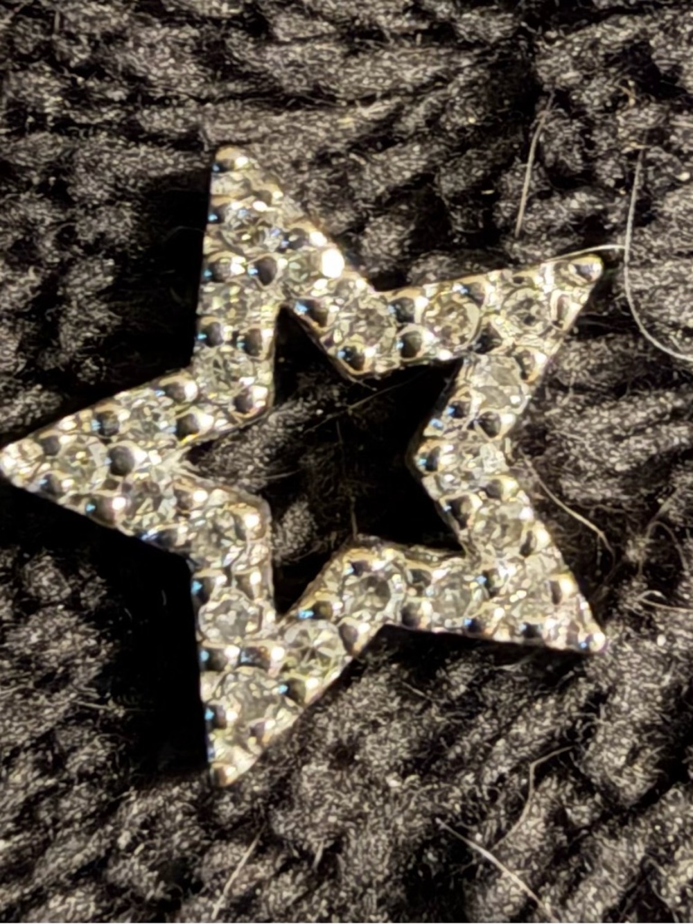 14k solid white gold diamond star charm pendant NWT